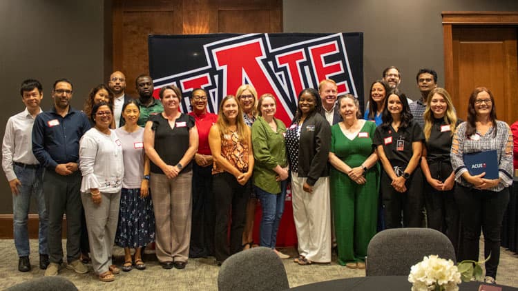 Arkansas State University faculty members at the ACUE Effective Teaching certification pinning ceremony